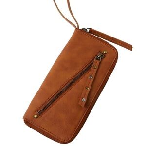 Free People Distressed Vegan Wallet Brown